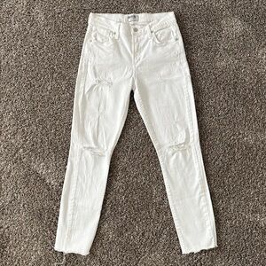 Agolde White Distressed Skinny Jeans